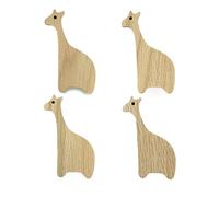 4 maniglie per mobili per bambini, in legno di quercia non trattato, motivo giraffa, pomelli per comò, armadio, cassetto, porta, cameretta dei bambini (4, giraffe)