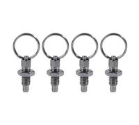 4 manopole a stantuffo indicizzatore, in acciaio inox, con molla a 6 filettature, tipo non bloccabile, perno di bloccaggio a molla, struttura stabile, indicizzazione stantuffo in metallo resistente