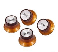 4 manopole di controllo per chitarra elettrica per tono del volume, adatte per sg per ibanez per esp Cort, pentole metriche da 6 mm, set di manopole a cupola ad alto profilo nero (marrone)