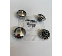 4 manopole ORIGINALI COMPATIBILI CON SMEG per forni e piani cottura a gas con cappellotto in acciaio e fascetta stringi gambo codice 694974558