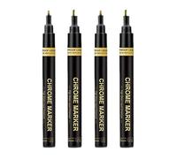 4 marcatori metallici cromati, pennarelli permanenti in colore, penne acriliche per specchio, strumenti in resina epossidica, matita cromata, pennarello per superfici per dipingere fai da te (oro)