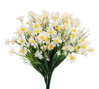 4 margherite artificiali per esterni, decorazione primaverile ed estiva, resistenti ai raggi UV, fiori finti in plastica sintetica, per interni ed esterni, da appendere, per giardino, casa, portico
