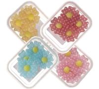 4 Margherite colorate a pois in cialda ostia per decorazione