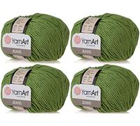 4 matasse YarnArt Jeans 55% cotone 45% acrilico filato misto uncinetto lavorato a mano Lotto di 4skn 200 gr 696 yds (69-verde)