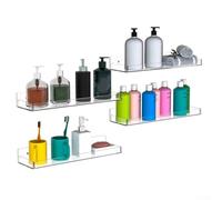 4 mensole galleggianti in acrilico, resistenti mensole da parete in acrilico, con bordo di sicurezza, per dischi in vinile, libri, collezioni, action figure, cosmetici (4 ripiani per dispositivi)