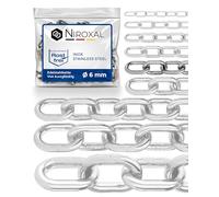 4-metri 6-mm di spessore catena in acciaio inossidabile inox V4A a maglia corta da NietFullThings in un unico pezzo catena di ancoraggio DIN 5685 DIN 766 4-m