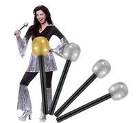 4 microfoni finti, microfono giocattolo, microfono esplosivo, microfono glitterato, microfono giocattolo per fingere rock star, per costume da discoteca, feste di compleanno, Halloween e Natale (oro