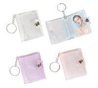 4 Mini Album Fotografici, Portachiavi per Foto, Piccolo Album Fotografico 2 Pollici, con 18 Tasche, Portachiavi e Porta Carte in 4 Colori, Ideale per Ricordi Preziosi