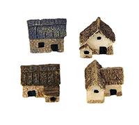 4 mini case in pietra per giardino delle fate in miniatura, accessori decorativi per giardinaggio, durevoli e intelligenti