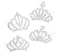 4 mini diadema a pettine con strass argentati, graziosi diademi per bambine, piccoli diademi glitterati per matrimoni, compleanni, costumi da principessa, decorazioni per torte da sposa, copricapo da