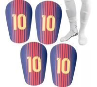 4 mini parastinchi per calcio, 10 x 6 cm, ulteriori piccoli parastinchi per ragazzi, adulti, ragazzi e ragazze (blu e rosso)