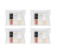 4 mini trousse in PVC trasparente per cosmetici, organizer per cosmetici, con chiusura a scatto, accessori e accessori per vacanze, viaggi, borse e custodie per organizzare il bagno