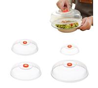 4 Misure Coperchio Trasparente per Microonde con Fori per e Manico,Protezione Anti-spruzzi per Microonde,Evitare Schizzi,Coprivivande per Riscaldare Gli Alimenti,In Plastica,Senza BPA