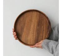 4 Misure di Vassoi Rotondi in Legno di Acacia, Vassoi per Decorazione Tavolo da Cucina e da Pranzo, Vassoio in Legno per Decorazione della Casa, Tavolino da Caffè e Decorazione Domestica, Regalo per D