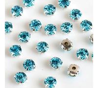4 mm 5 mm 7 mm 8 mm Artigli d'Argento Strass Rotondi da Cucire per Ricamo Fai da Te Cristalli di Vetro Pietre Vestiti-Blu Lago-Strass Artiglio-7 mm 50 Pezzi