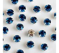 4 mm 5 mm 7 mm 8 mm Artigli d'Argento Strass Rotondi da Cucire per Ricamo Fai da Te Cristalli di Vetro Pietre Vestiti Vestito-Blu Pavone-Strass Artiglio-7 mm 50 Pezzi