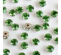 4 mm 5 mm 7 mm 8 mm Artigli d'Argento Strass Rotondi da Cucire per Ricamo Fai da Te Cristalli di Vetro Pietre Vestiti - Verde Chiaro - Strass Artiglio - 7 mm 50 Pezzi