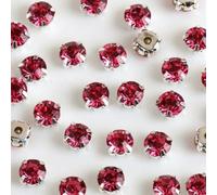 4 mm 5 mm 7 mm 8 mm Artigli d'Argento Strass Rotondi da Cucire per Ricamo Fai da Te Cristalli di Vetro Pietre Vestiti-Rosa Rossa-Strass Artiglio-7 mm 50 Pezzi