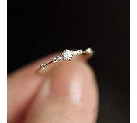 4 mm in argento Sterling 925 placcato oro 14 K CZ Fedi nuziali per le donne Dainty Love Heart impilabile Cubic Zirconia Half Eternity Anelli di fidanzamento per lei Anello Eternity alla moda semplice