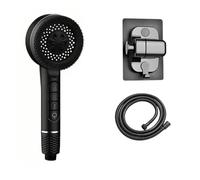 4 Modes Self-cleaning Shower Head With Silicone Brush One-Key Stop Water Massage High Pressure ABS Showerhead(Black Set)