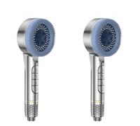 4 Modes Self-cleaning Shower Head With Silicone Brush One-Key Stop Water Massage High Pressure ABS Showerhead(Silver 2pcs)