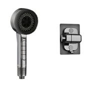 4 Modes Self-cleaning Shower Head With Silicone Brush One-Key Stop Water Massage High Pressure ABS Showerhead(Gray Base Set)
