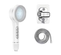 4 Modes Self-cleaning Shower Head With Silicone Brush One-Key Stop Water Massage High Pressure ABS Showerhead(White Set)