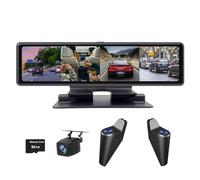 4 Modi Console Centrale Auto Dash Cam 360 ° Monitoraggio Panoramico Anteriore Sinistra Destra e Posteriore 4K+1080P* 3 Con Wifi ADAS BSD 12 "Cruscotto Specchio Retrovisore Schermo IPS Impermeabile