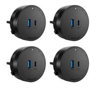 4 Moduli GONEO USB-A E USB-C PD 20W Neri Per Power Track | 2 Porte Per Modulo, Ricarica Rapida, 5V 3A, 9V 2,22A, 12V 1,67A, Ghiera ON/OFF, Pulsante Di Sblocco, Brevettato
