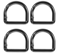 4 moschettoni ad anello a D, colore nero, fibbie e chiusure a D, moschettone, piccoli moschettoni, fibbie a molla, moschettoni, clip per portafogli, pesca, viaggi, escursioni