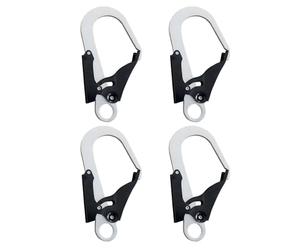 4 moschettoni da arrampicata, 25 KN, gancio a scatto autobloccante, in acciaio cromato, a sgancio rapido, 8.3 x 4.7 in / 21 x 12 cm, per arrampicata su roccia, sartiame, salvataggio