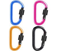 4 moschettoni di bloccaggio, in lega di alluminio, con anello a D, per esterni, campeggio, escursionismo, viaggi, pesca, zaino