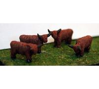 4 Mucche Highland Cattle A105p DIPINTE N Scale Gauge Langley Models Kit Animali