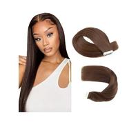 #4 Nastro color cioccolato nelle extension for capelli Nastro for veri capelli umani nelle extension Nastro diritto setoso e senza cuciture nelle extension for donne nere 20 pezzi 50 g(24 inches)