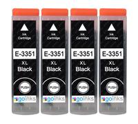 Go Inks 4 cartucce d'inchiostro nero per sostituire Epson T3351 (serie 33XL) compatibili/non-OEM per stampanti Epson Expression Premium, alta capacità (XL), E-T3351-4