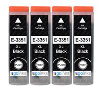 Go Inks 4 cartucce d'inchiostro nero per sostituire Epson T3351 (serie 33XL) compatibili/non-OEM per stampanti Epson Expression Premium, alta capacità (XL), E-T3351-4