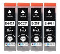 4 cartucce di inchiostro nero Go Ink per sostituire Epson T2621 (26XL) compatibili/non OEM per stampanti Epson Expression Premium