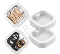 4 organizer per cravatte per capelli, portatile, da viaggio, organizer da bagno, dispenser per tamponi di cotone, per bambini, scatola per accessori per capelli con coperchio, organizer per bagno e