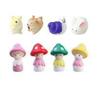 4 ornamenti decorativi a forma di funghi, 4 ornamenti per animali, accessori per la decorazione della casa, decorazioni per il giardino, ornamenti giocattolo in miniatura