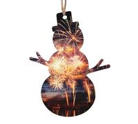 4 ornamenti natalizi in legno da appendere bellissimi fuochi d'artificio ornamenti per albero di Natale a forma di pupazzo di neve etichette rustiche per auguri di Natale da appendere etichette