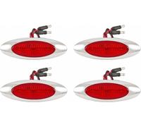 4 " Ovale Laterale Indicatore Luce 4 LED Rosso Cromo Lunetta Freightliner