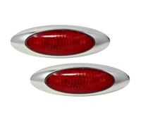 4 " Ovale Lato Evidenziatore Luce 4 LED Rosso Cromo Lunetta Freightliner