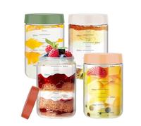 4 Overnight Oats da Jar, 750ml meal prep contenitori, Vasetti con Coperchio Ermetico per Insalate Yogurt Colazione e Snack Lavabile Insalatein Lavastoviglie