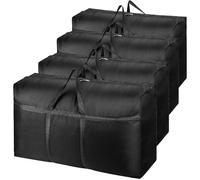 4 Pack 180L Scatole di Immagazzinaggio Extra Large Resistenti con Coperchi per Trasloco Grandi Sacche per Immagazzinaggio Vestiti con Cerniere e Maniglie Tessuto Oxford 600D Resistente (Nero)