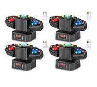 4 Pack 65W Mini Teste Mobili LED con Telecomando,Effetti 4 in 1 Fascio RGBW,Moving Head Luci da Palco Controllo DMX512,Luci Stroboscopica Palcoscenico per Festa Discoteca DJ Bar Matrimoni