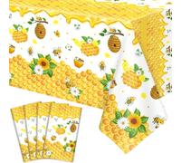 4 Pack Bee Tovaglia Happy Bee Day Tovaglie Rettangolo Api di miele Bumble Copri tavola Tema ape Party Tovaglia Bee Compleanno Party Decorazioni 51 x 86 Pollici
