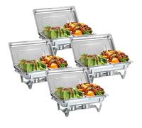 4 Pack Buffet Servers Catering Heat Container Set, Stainless Steel Buffet Stove, Foldable Food Warmer, fuel holder for restaurant, buffet, catering, parties, weddings,with large capacity and lid (4 Pa