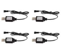 4 Pack | Caricabatterie USB Cavo di Ricarica 7,2V con Connettore SM-2P per Batterie Ni-Cd Ni-Mh 7,2V Batterie LiPo | Per Giocattoli RC Car Drone