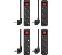 4-Pack ELRO ES103S-B Multipresa a 3 prese con interruttore e cavo da 1,5 m | Elevata sicurezza | Protezione bambini | Spina con messa a terra | Antincendio | Certificato TÜV | Nero