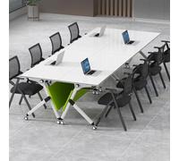 4 Pack Foldable Wood Conference Tables with Lockable Mobile Modern Free Combination Seminar TableLocking Rolling Wheels Steel Bases Laminate Tops for Office Seminar Portabl